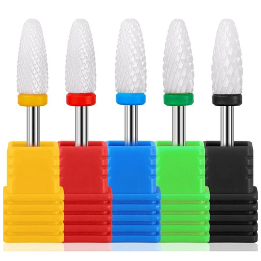 Ceramic white cone tear pear cutting podiatry foot health practitioner chiropody burr drill bit extra fine medium extra course yellow red blue green black